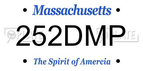 252DMP Massachusetts License Plate