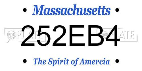 252EB4 Massachusetts License Plate