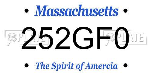 252GF0 Massachusetts License Plate