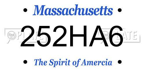 252HA6 Massachusetts License Plate