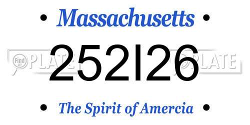 252I26 Massachusetts License Plate