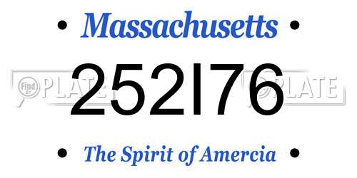 252I76 Massachusetts License Plate