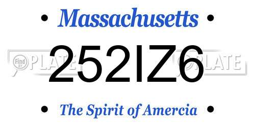 252IZ6 Massachusetts License Plate