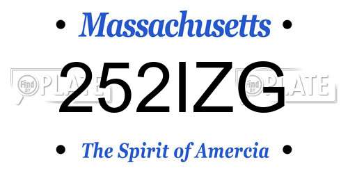 252IZG Massachusetts License Plate
