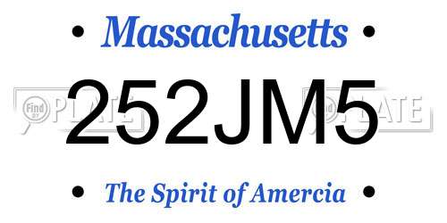 252JM5 Massachusetts License Plate