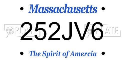 252JV6 Massachusetts License Plate