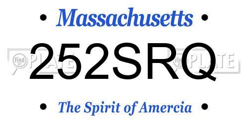 252SRQ Massachusetts License Plate