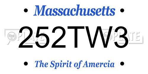 252TW3 Massachusetts License Plate