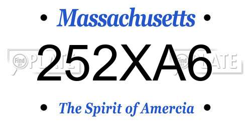 252XA6 Massachusetts License Plate