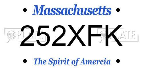 252XFK Massachusetts License Plate