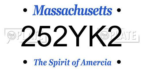 252YK2 Massachusetts License Plate