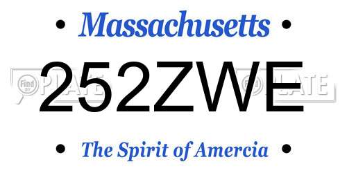 252ZWE Massachusetts License Plate