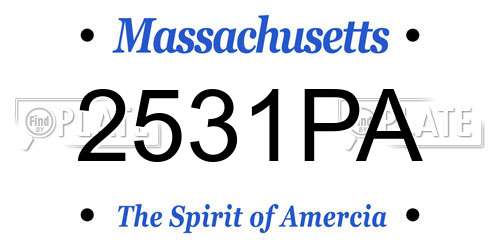 2531PA Massachusetts License Plate