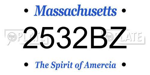 2532BZ Massachusetts License Plate