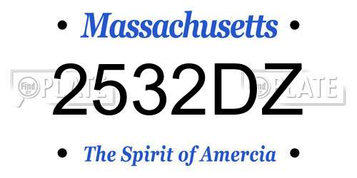 2532DZ Massachusetts License Plate