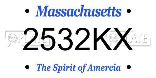 2532KX Massachusetts License Plate