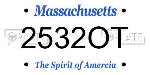 2532OT Massachusetts License Plate