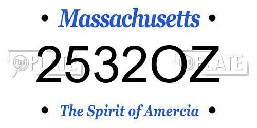 2532OZ Massachusetts License Plate