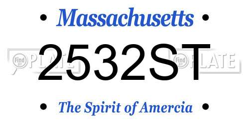 2532ST Massachusetts License Plate