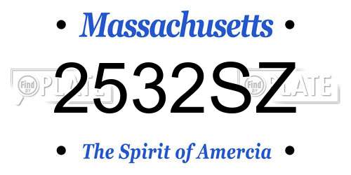 2532SZ Massachusetts License Plate