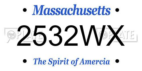 2532WX Massachusetts License Plate