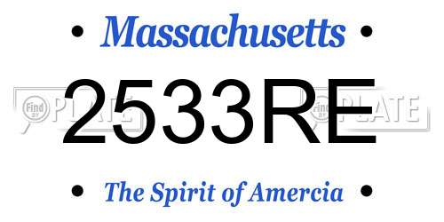 2533RE Massachusetts License Plate