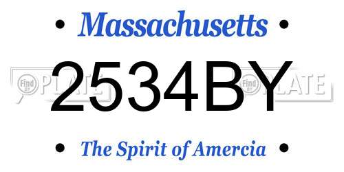 2534BY Massachusetts License Plate