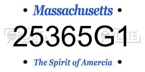 25365G1 Massachusetts License Plate