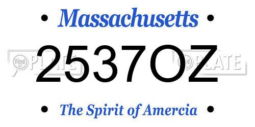 2537OZ Massachusetts License Plate