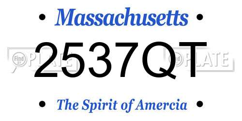 2537QT Massachusetts License Plate