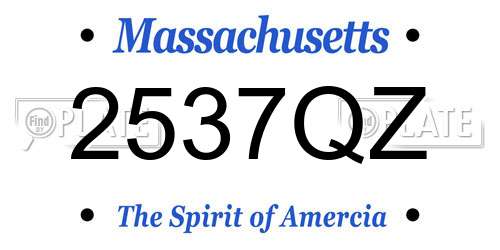 2537QZ Massachusetts License Plate