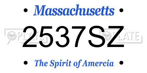 2537SZ Massachusetts License Plate