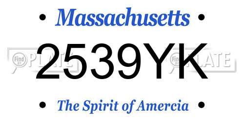 2539YK Massachusetts License Plate