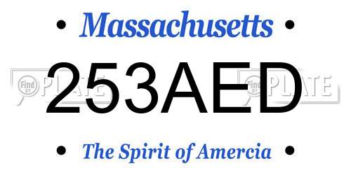 253AED Massachusetts License Plate