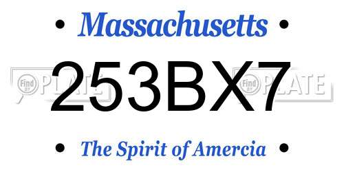 253BX7 Massachusetts License Plate