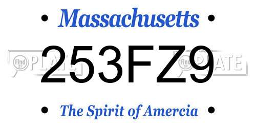 253FZ9 Massachusetts License Plate