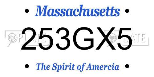 253GX5 Massachusetts License Plate