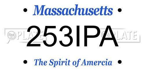 253IPA Massachusetts License Plate