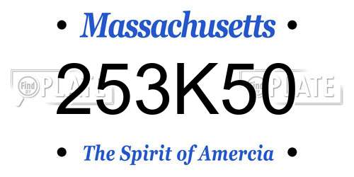 253K50 Massachusetts License Plate