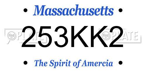 253KK2 Massachusetts License Plate
