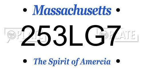 253LG7 Massachusetts License Plate