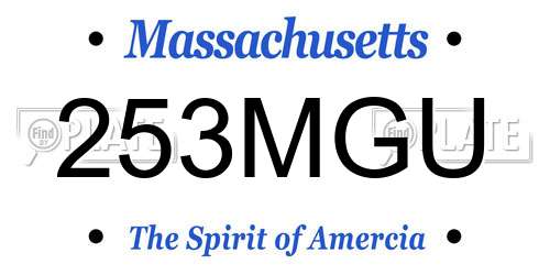 253MGU Massachusetts License Plate