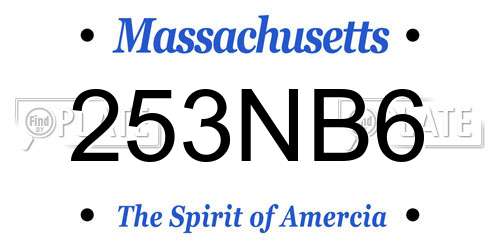 253NB6 Massachusetts License Plate