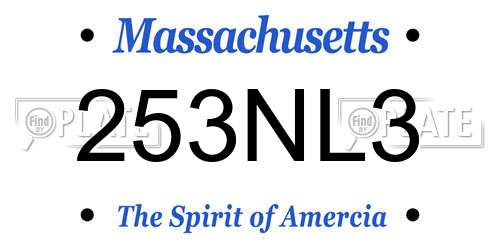 253NL3 Massachusetts License Plate