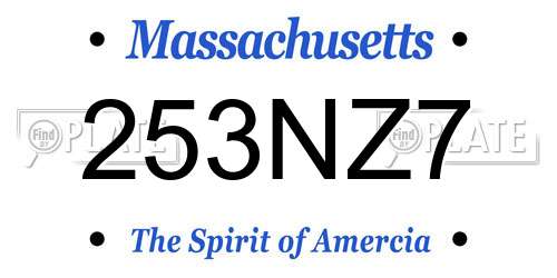 253NZ7 Massachusetts License Plate