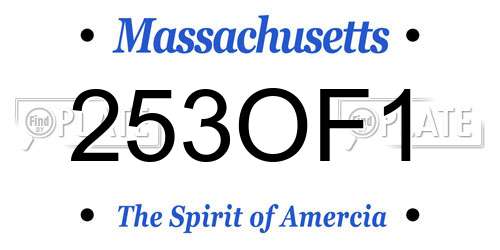 253OF1 Massachusetts License Plate