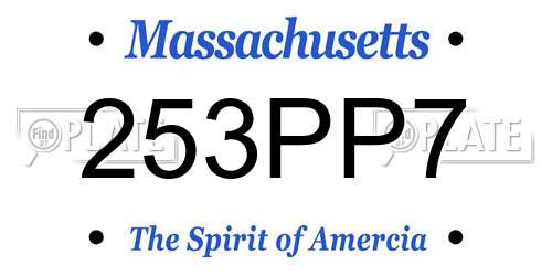 253PP7 Massachusetts License Plate