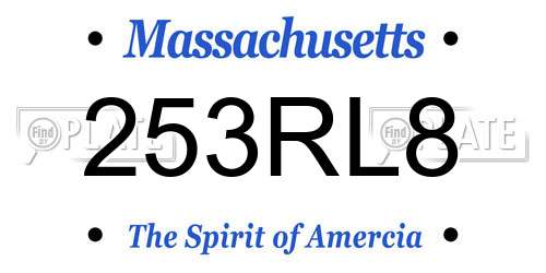 253RL8 Massachusetts License Plate