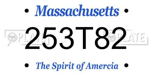 253T82 Massachusetts License Plate