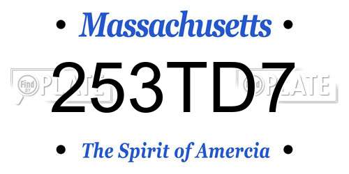 253TD7 Massachusetts License Plate